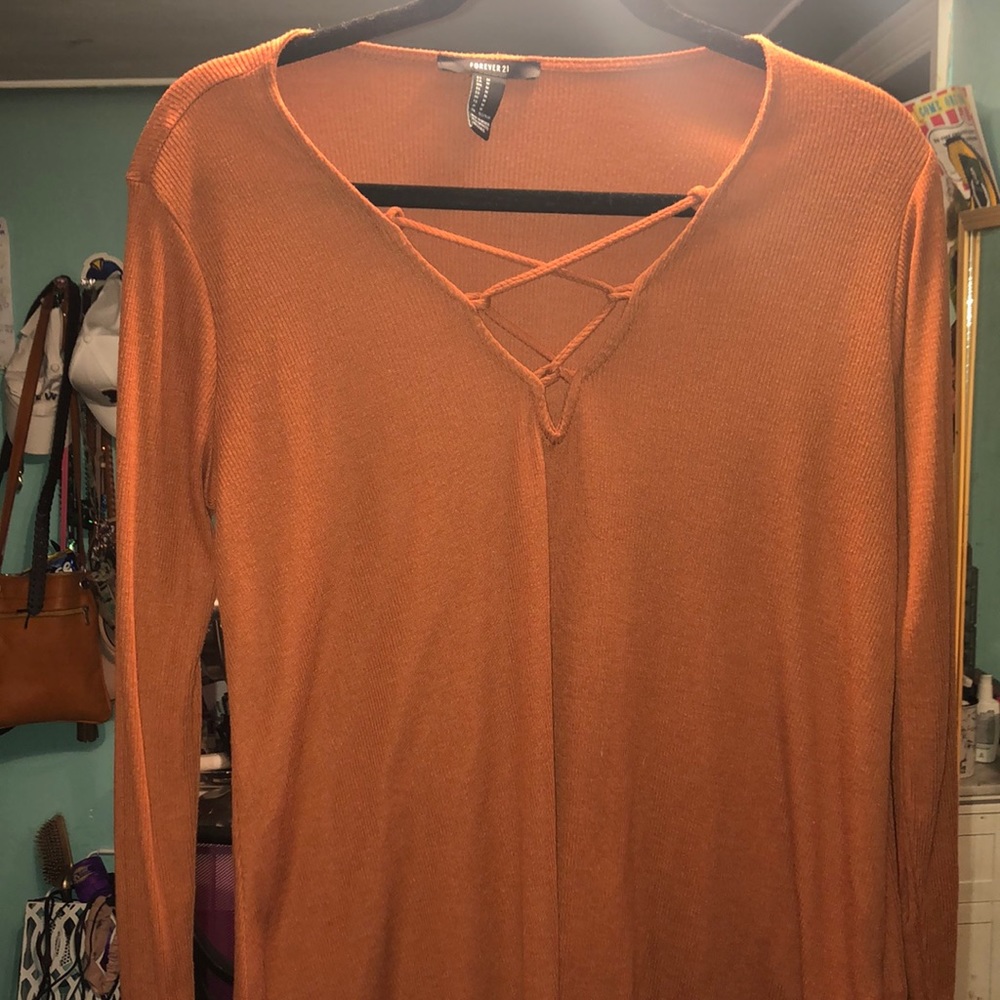 Lace Up Forever 21 Long Sleeved Top